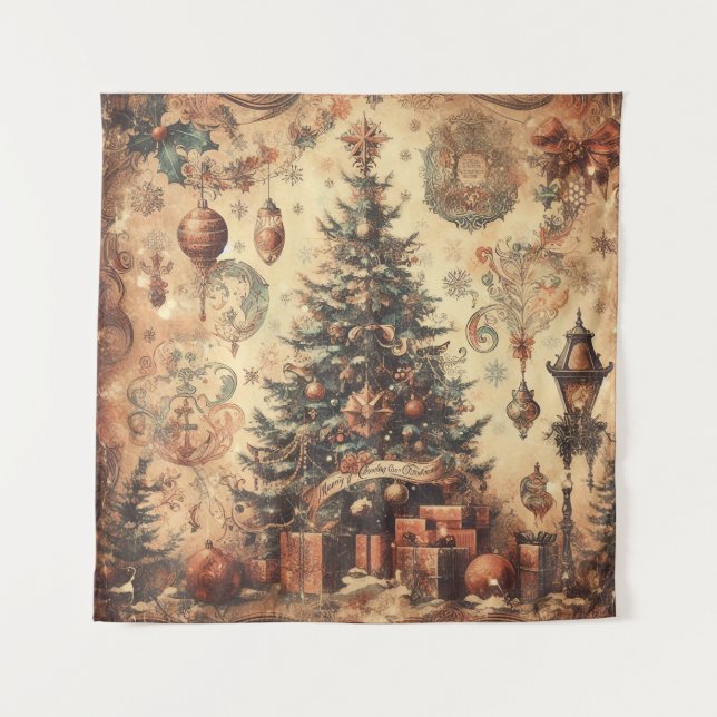 Vintage Christmas Collage Tapestry (Front)