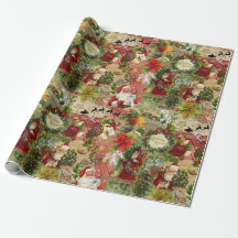 Vintage Christmas Collage Wrapping Paper