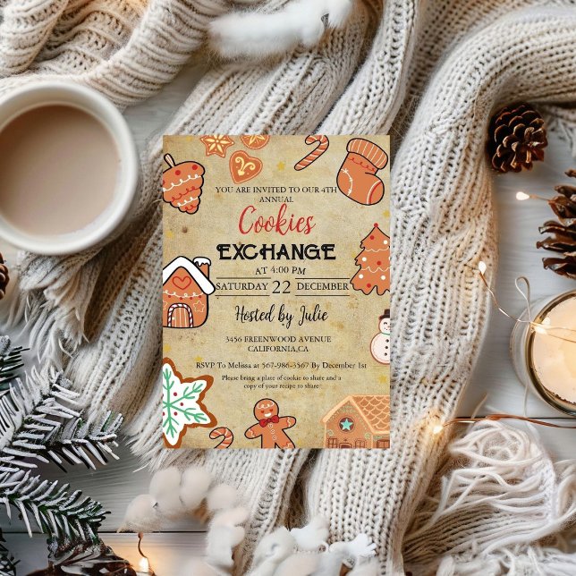 Vintage Christmas Cookie Exchange Christmas Party  Invitation (Creator Uploaded)
