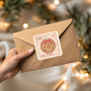 Vintage Christmas Cookie Ornament Square Sticker