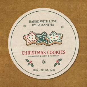 Vintage Christmas Cookies Label Sticker