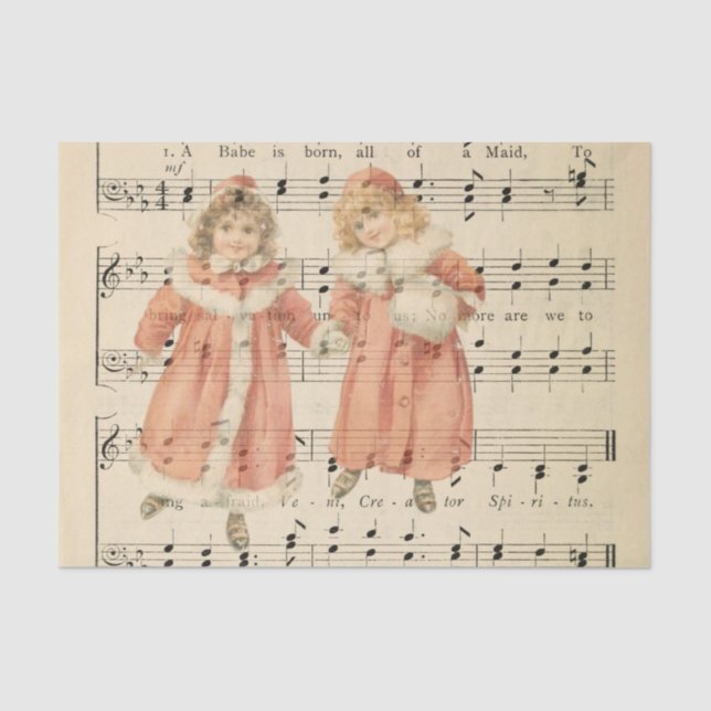 Vintage Christmas Costumes  Music Sheet Decoupage (Front)