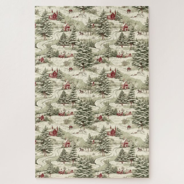 Vintage Christmas Country Winter Scenery  Jigsaw Puzzle (Vertical)