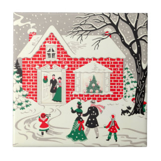 Vintage Christmas Countryside Greetings Tile