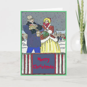 Vintage  Christmas Couple  edit text Holiday Card