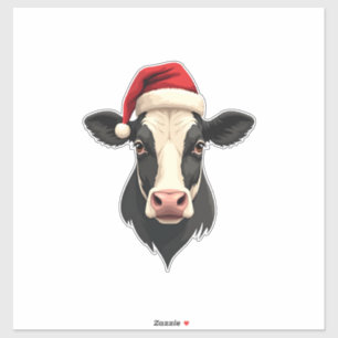 Vintage Christmas Cow Head with Santa Hat Farm Ani