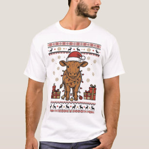Vintage Christmas Cow Holiday Vector Shirt Design_