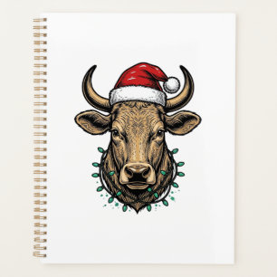 Vintage Christmas Cow Santa Hat Holiday Shirt_1 Planner
