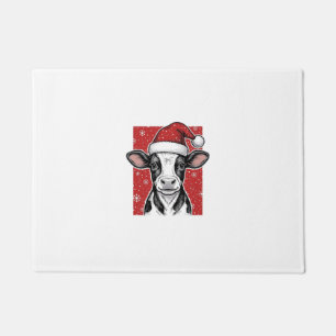 Vintage Christmas Cow Santa Hat Holiday Shirt (2)_ Doormat