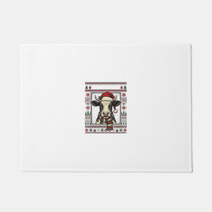 Vintage Christmas Cow Ugly Sweater Shirt Design_1 Doormat