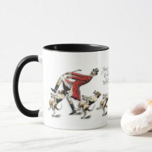 Vintage Christmas Cute Man And Dogs Mug