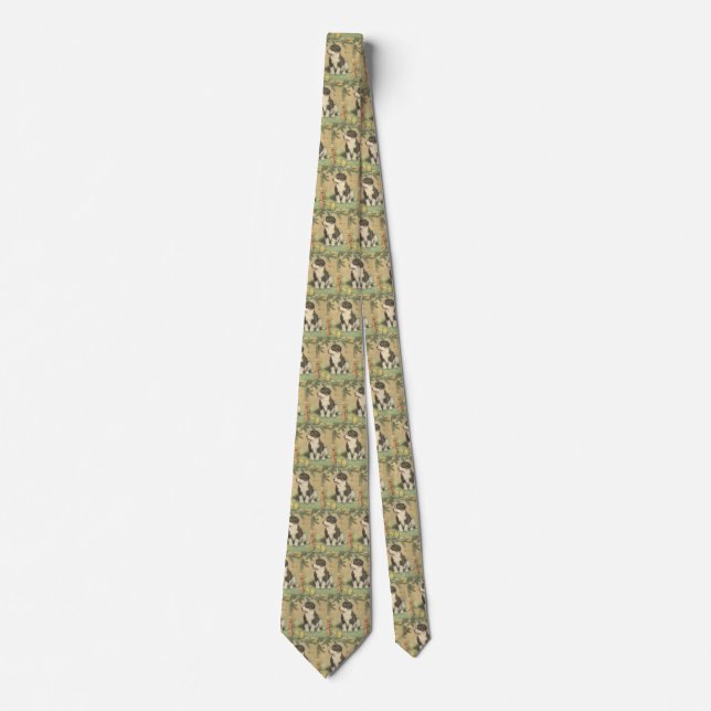 Vintage Christmas, Cute Puppy Under Christmas Tree Tie (Front)