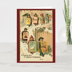 Vintage Christmas Cute Retro Kids Personalised Card