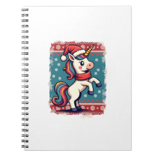 Vintage Christmas Dabbing Unicorn Rainbow Holiday  Notebook