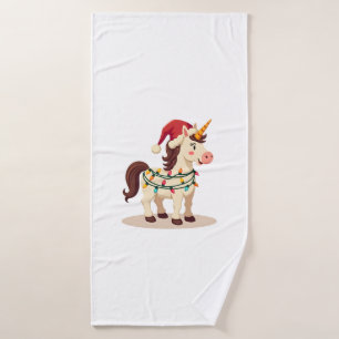 Vintage Christmas Dabbing Unicorn Santa Funny Holi Bath Towel