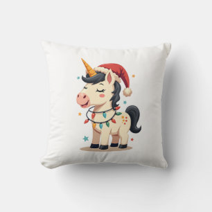 Vintage Christmas Dabbing Unicorn Santa Funny Holi Cushion