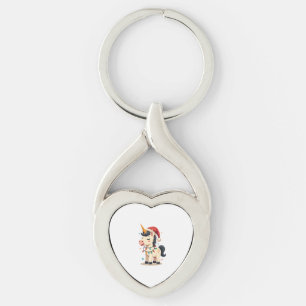 Vintage Christmas Dabbing Unicorn Santa Funny Holi Key Ring