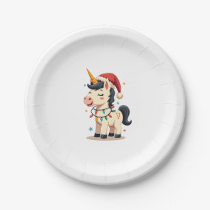 Vintage Christmas Dabbing Unicorn Santa Funny Holi Paper Plate