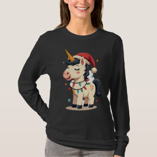 Vintage Christmas Dabbing Unicorn Santa Funny Holi T-Shirt
