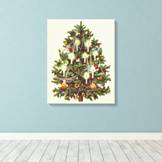 Vintage Christmas, Decorated Victorian Tree Canvas Print
