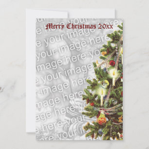 Vintage Christmas, Decorated Victorian Tree Holiday Card