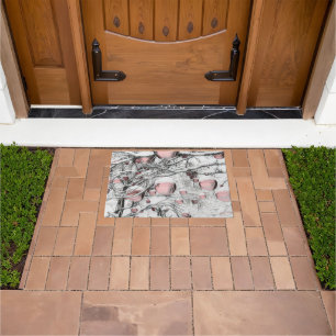 Vintage Christmas Decorations in Snowed Trees  Doormat