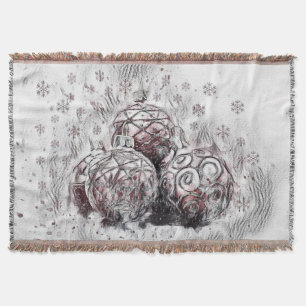 Vintage Christmas Decorations Ornaments Placemat Throw Blanket