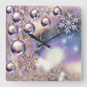 Vintage Christmas Decorations Ornaments   Square Wall Clock