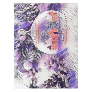 Vintage Christmas Decorations Ornaments Tablecloth