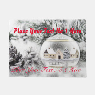 Vintage Christmas Decorations Ornaments Watercolor Doormat
