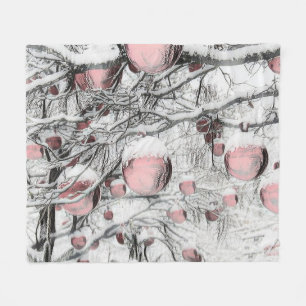 Vintage Christmas Decorations Ornaments Watercolor Fleece Blanket