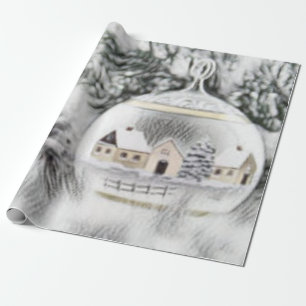 Vintage Christmas Decorations Ornaments Watercolor Wrapping Paper