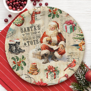 Vintage Christmas Decoupage Paper Plate