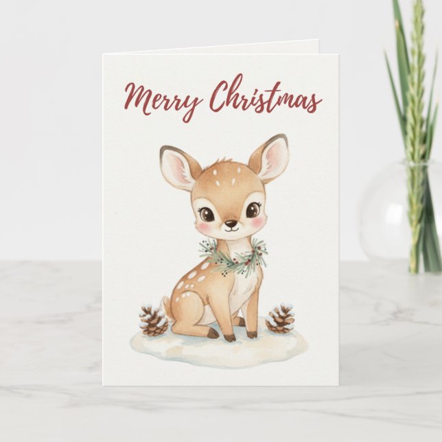 Vintage Christmas Deer Card – Tradition Treasures  (Front)