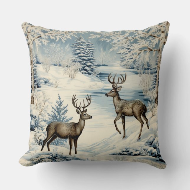 Vintage Christmas Deer Cushion (Front)