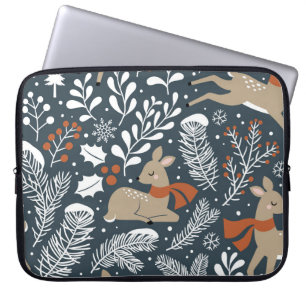 Vintage Christmas deer, festive design Laptop Sleeve
