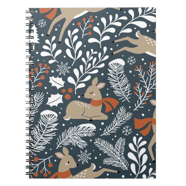 Vintage Christmas deer, festive design Notebook (Front)