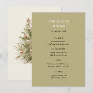 Vintage Christmas Dinner Watercolor Tree Menu