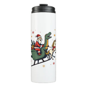 Vintage Christmas Dinosaur Unicorn Sleigh Funny Ho Thermal Tumbler