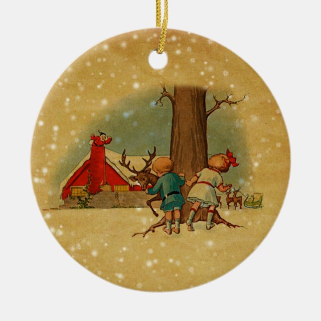 Vintage Christmas Double sided ornament No6 (Front)