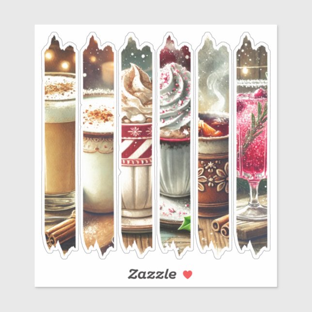 Vintage Christmas Drinks Washi Tape Scrapbook (Sheet)