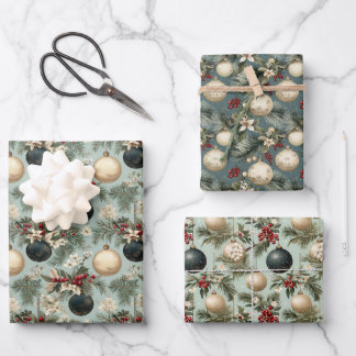 Vintage Christmas Elegance Design Wrapping Paper Sheet