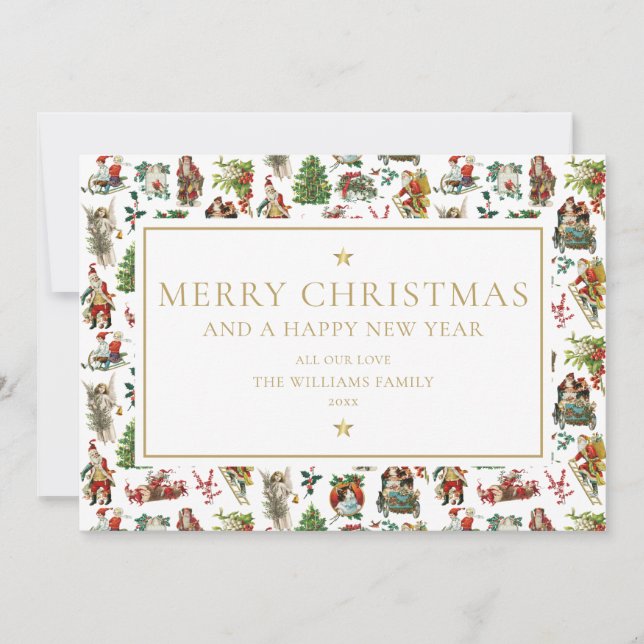 Vintage Christmas Elegant Gold Holiday Card (Front)