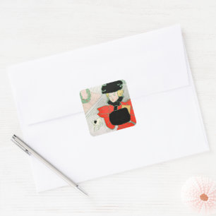 Vintage Christmas Elegant Victorian Lady in Red Square Sticker