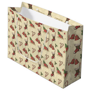 Vintage Christmas Elements  Large Gift Bag