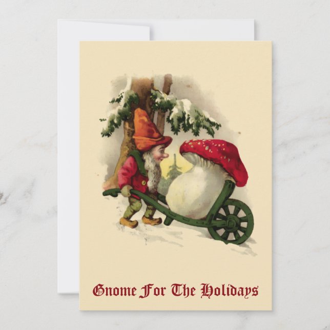 Vintage Christmas Elf or Gnome Holiday Card (Front)