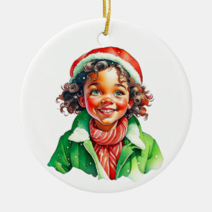 Vintage Christmas Elf  Personalised Ceramic Tree Decoration