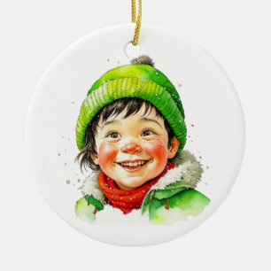 Vintage Christmas Elf  Personalised Ceramic Tree Decoration
