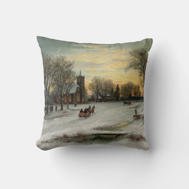 Vintage Christmas Eve Night Ornament Pendant Cushion (Front)