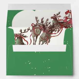 Vintage Christmas Eve, Retro Santa Claus in Sleigh Envelopes